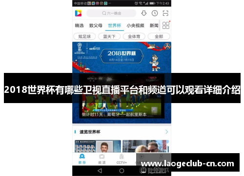 2018世界杯有哪些卫视直播平台和频道可以观看详细介绍