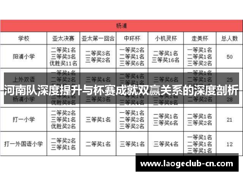 河南队深度提升与杯赛成就双赢关系的深度剖析