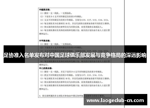 足协准入名单发布对中国足球俱乐部发展与竞争格局的深远影响 足协准入名单发布对中国足球俱乐部发展与竞争格局的深远影响